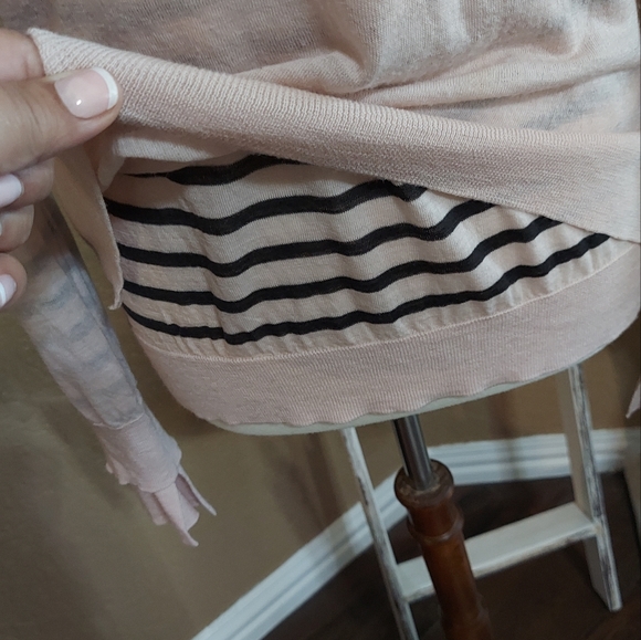 CLEARANCE!!! Tory Burch Layered Striped Pink & Black Sweater Size Medium - Picture 9 of 11